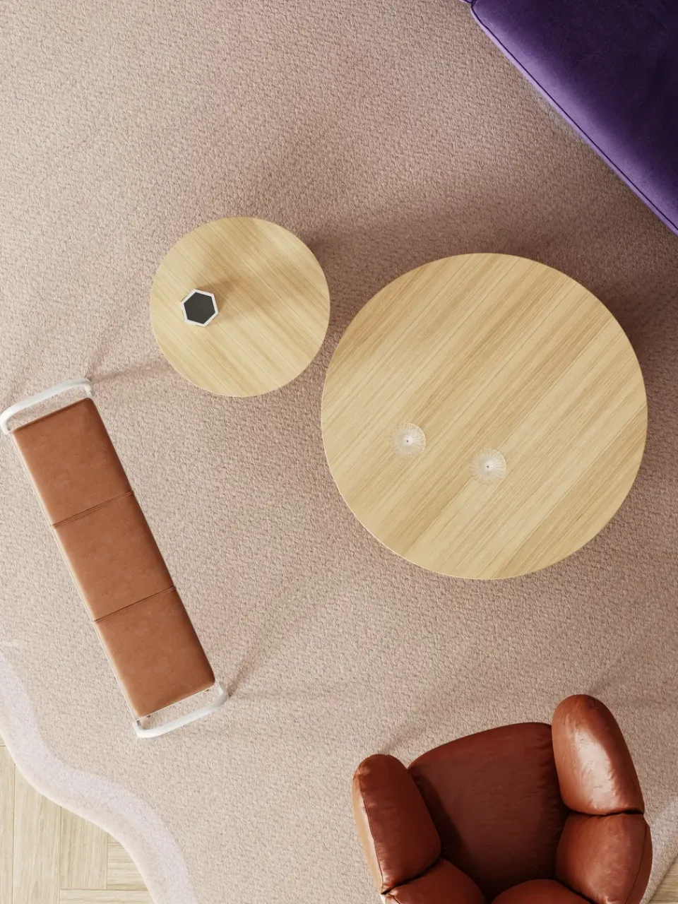 Maze Coffee Tables*Parasol L coffee table Ø90 cm, Oak Brown