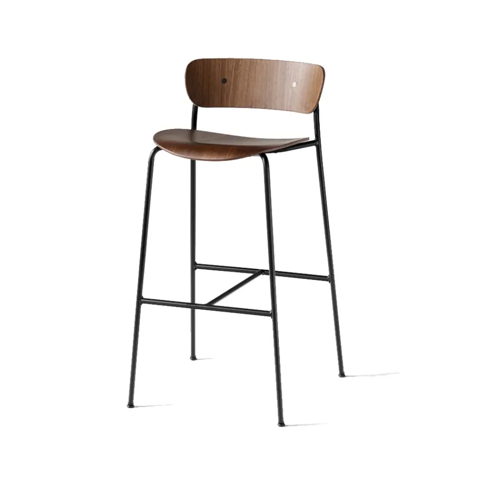 &Tradition Bar Stools*Pavilion AV9 barstool, Walnut lacquer, steel legs Brown