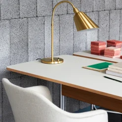 &Tradition Desks*Pavilion AV16 desk, Mushroom linoleum, lacquered oak, chrome legs Brown