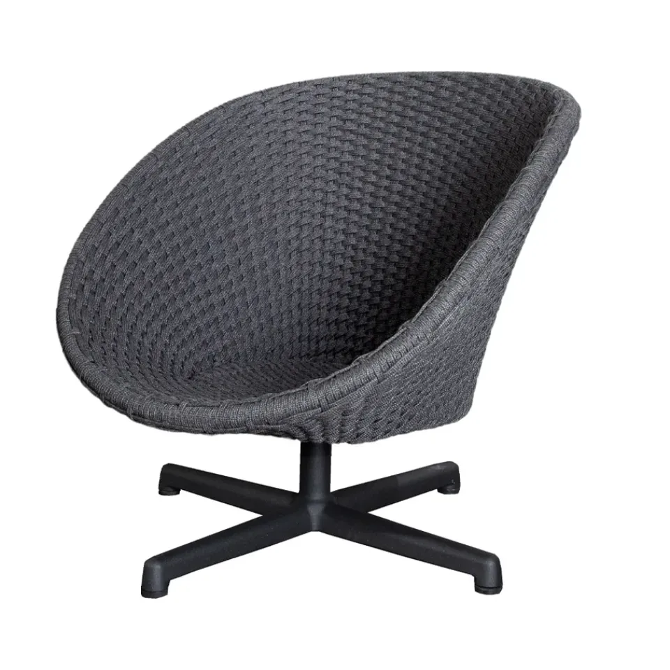 Cane-line Seating|Outdoor Lounge Furniture*Peacock swivel armchair, Dark , aluminium legs Grey