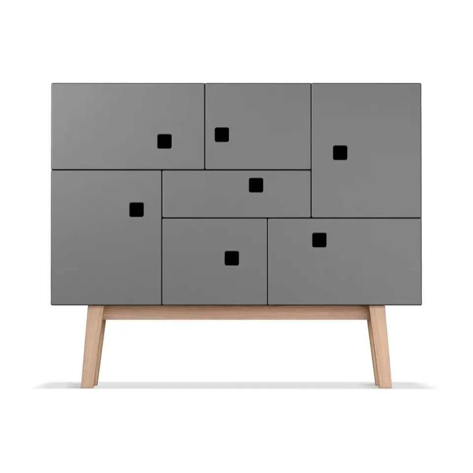 Zweed Display & Glass Cabinets*Peep C1 cabinet, Slate . retro. oak stand Grey