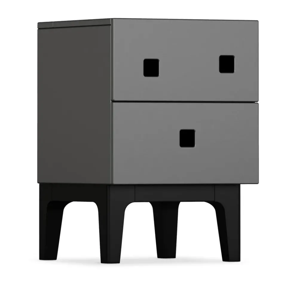 Zweed Bedside Tables*Peep S1 bedside table, Slate , black lacquer Grey