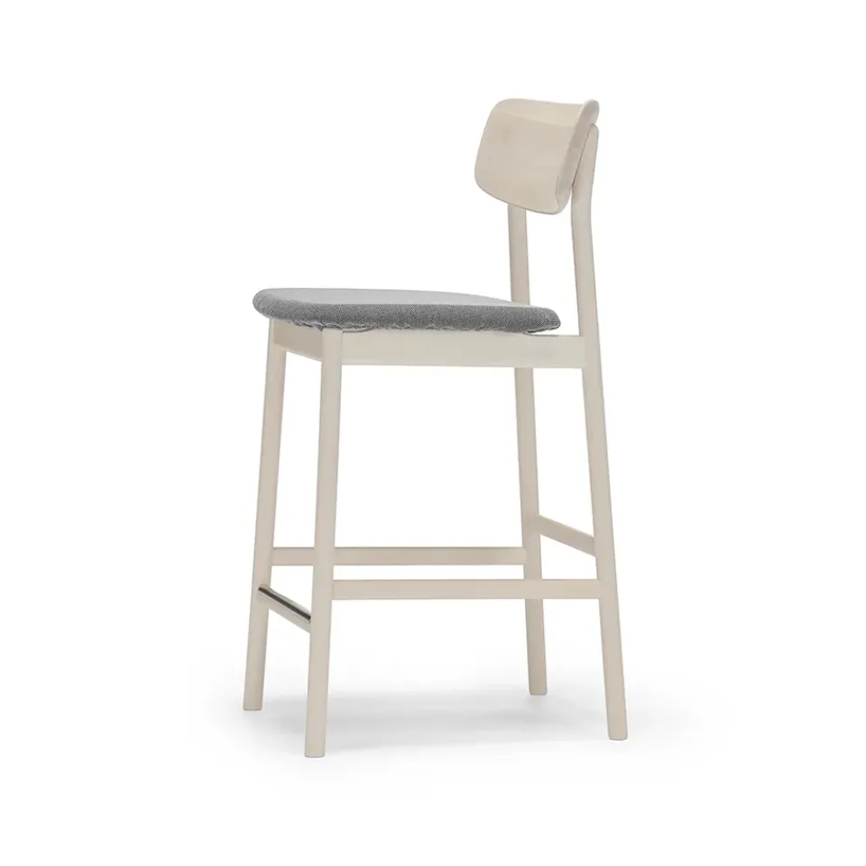 Stolab Bar Stools*Prima Vista bar stool, Fabric blues 9202 /beige-white oiled birch stand Brown