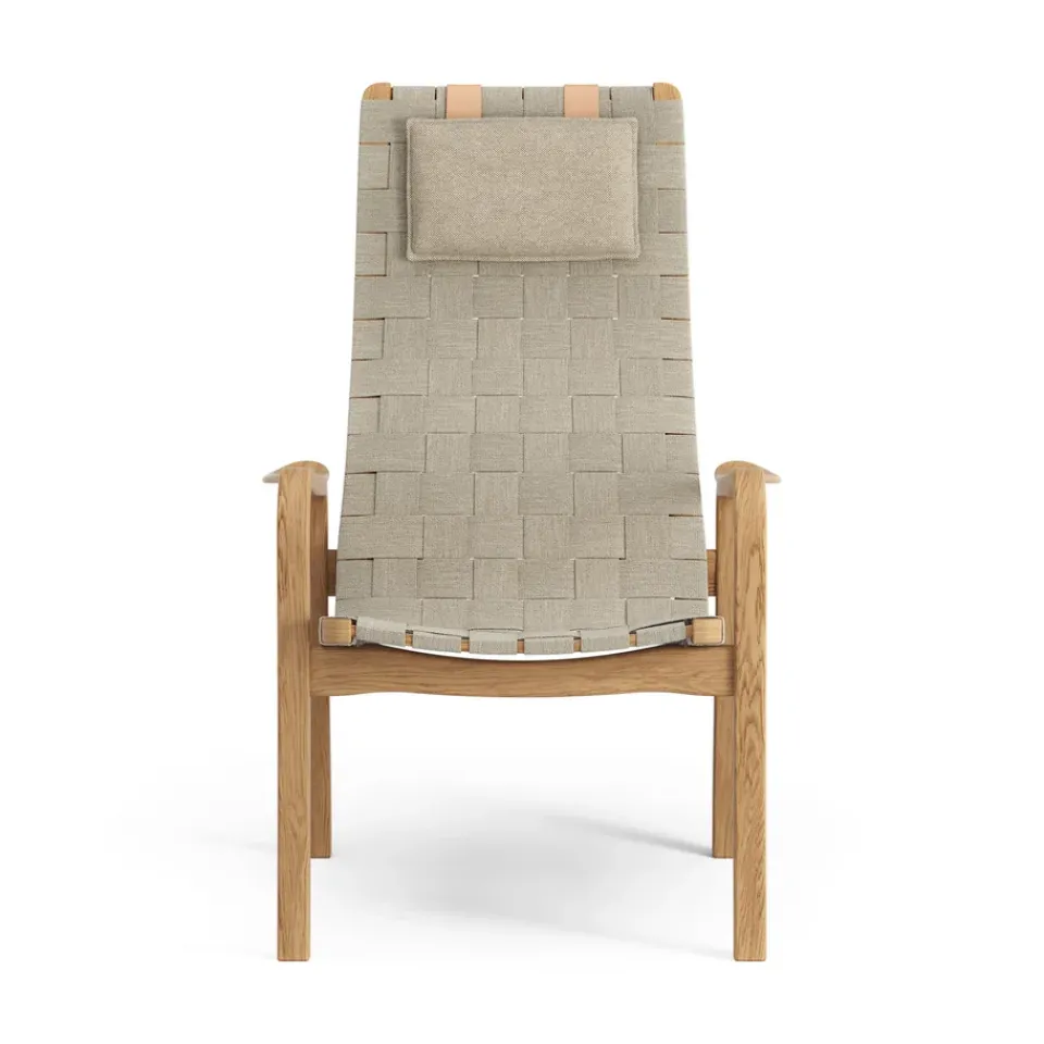 Swedese Armchairs & Footstools*Primo arm chair high with neck cushion oiled oak, Natural Beige