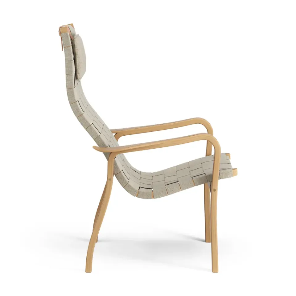 Swedese Armchairs & Footstools*Primo arm chair high with neck cushion oiled oak, Natural Beige