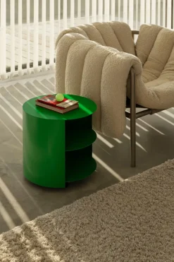 Hem Armchairs & Footstools|Chairs*Puffy lounge chair, Dark green leather-stainless steel GreenSilver-coloured
