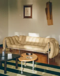 Hem Sofas*Puffy 2,5-seater sofa 205 cm, Sand leather-black grey BrownBlack