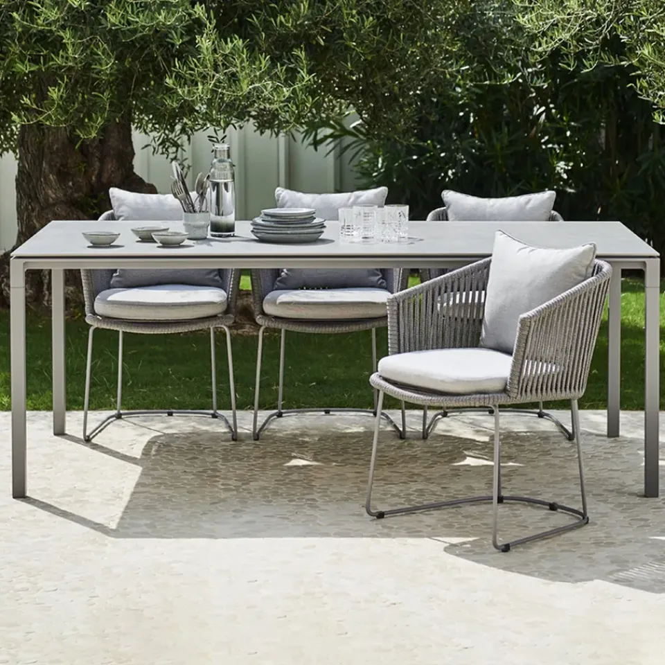 Cane-line Table For Outdoor Use*Pure dining table, Concrete -white 200x100 cm Grey