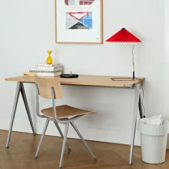HAY Desks*Pyramid 01 desk, Oak clear lacquered-140x65 cm-black steel frame Beige