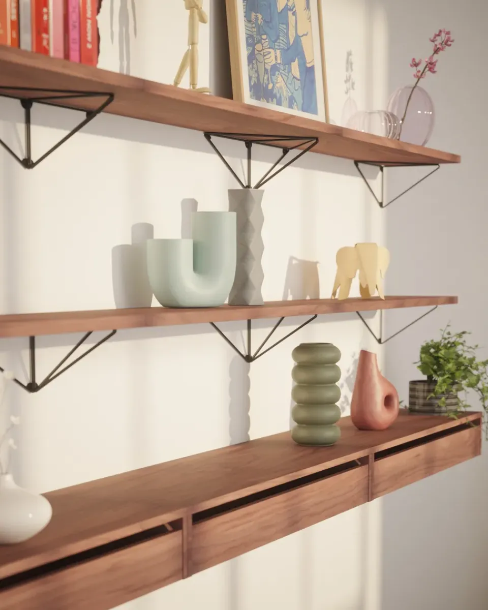 Maze Shelves & Shelving Systems*Pythagoras shelf, walnut Brown