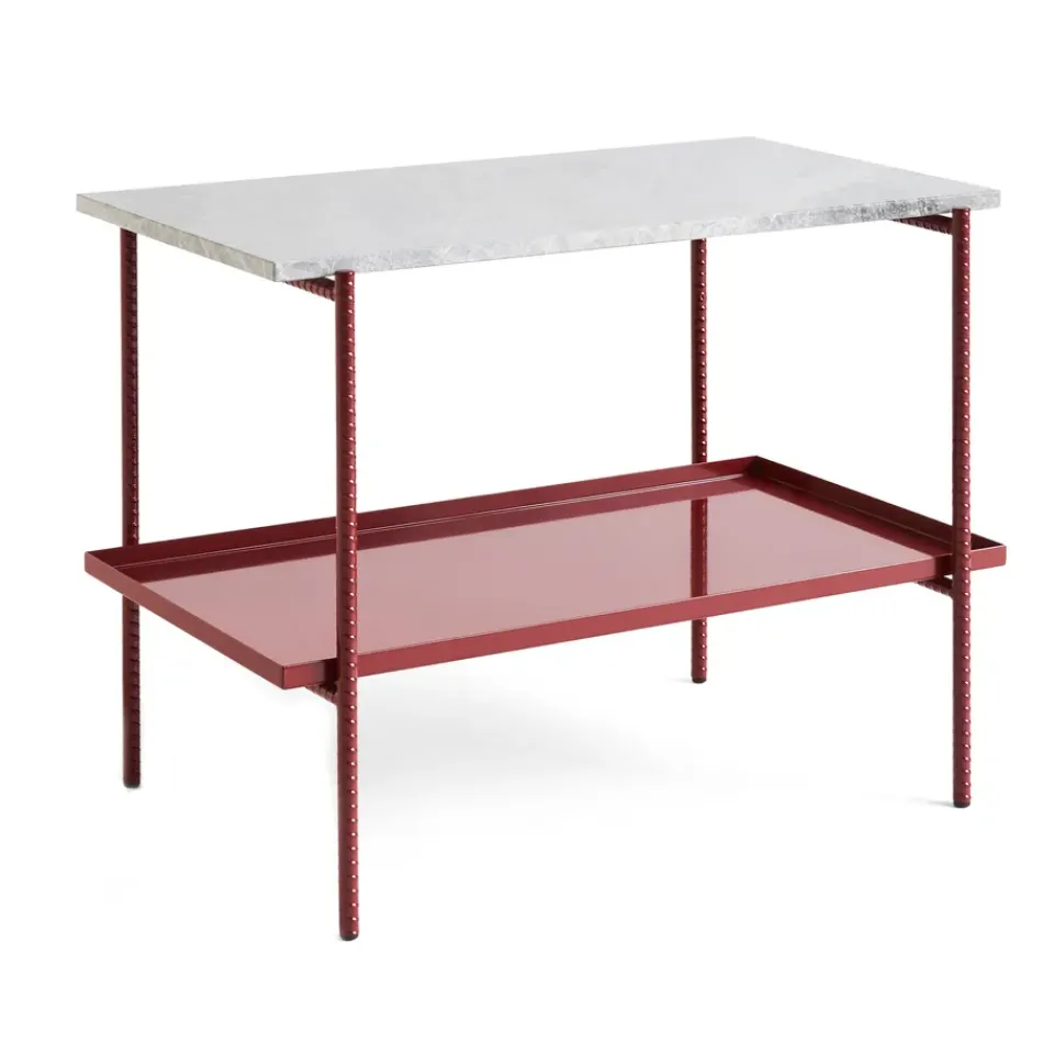 HAY Side Tables*Rebar side table 75x44x55 cm, Grey marble-barn red GreyRed