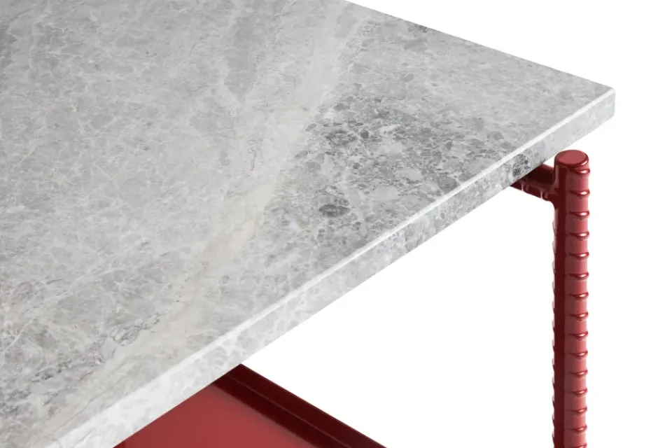HAY Side Tables*Rebar side table 75x44x55 cm, Grey marble-barn red GreyRed