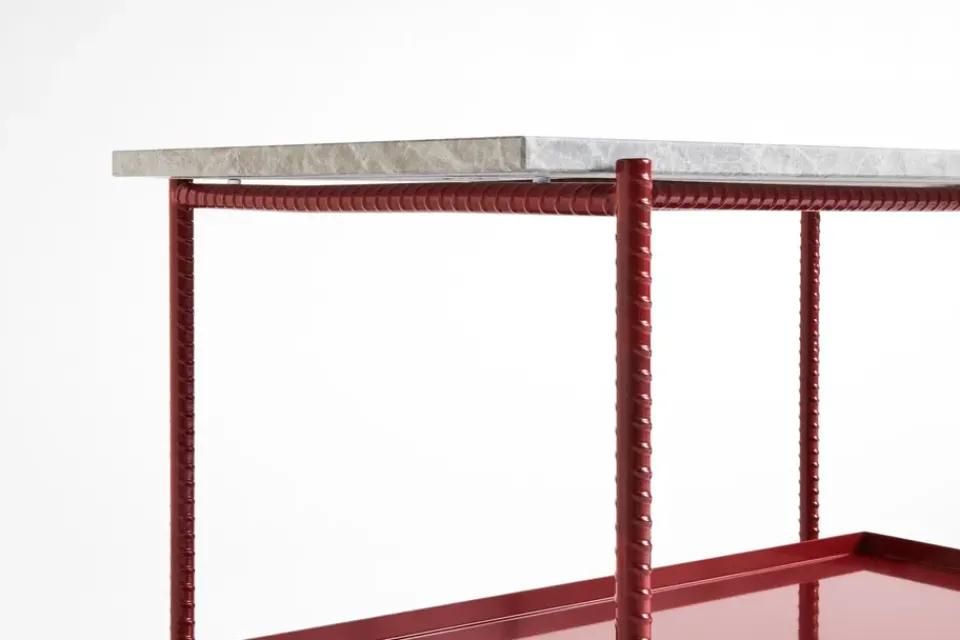 HAY Side Tables*Rebar side table 75x44x55 cm, Grey marble-barn red GreyRed