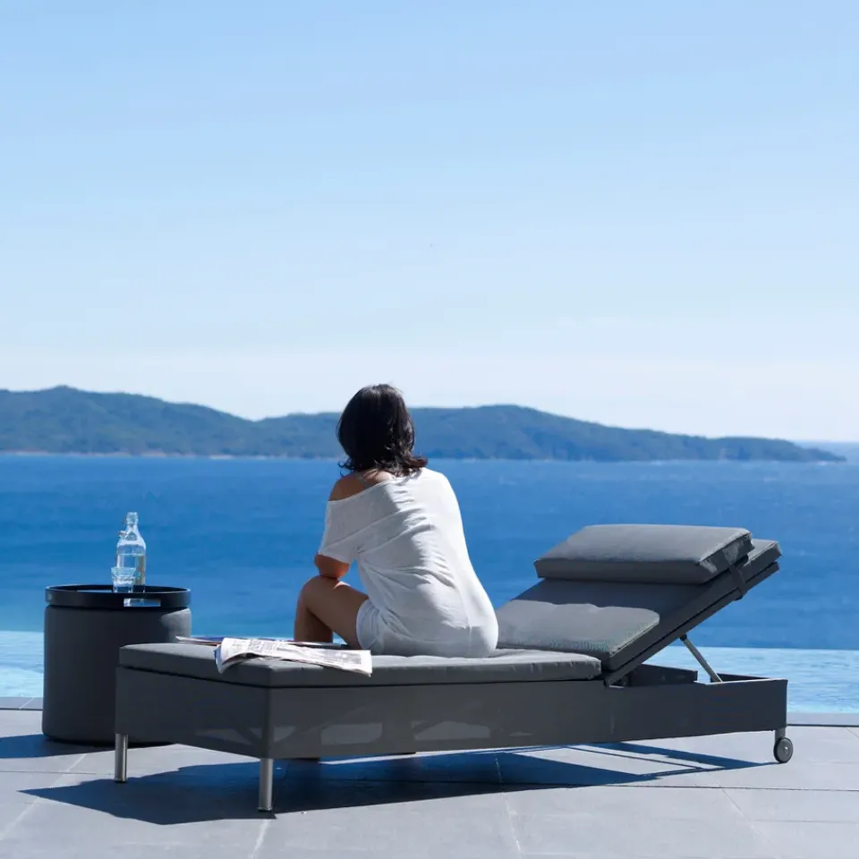 Cane-line Seating*Rest sun lounger, Natté , double Grey