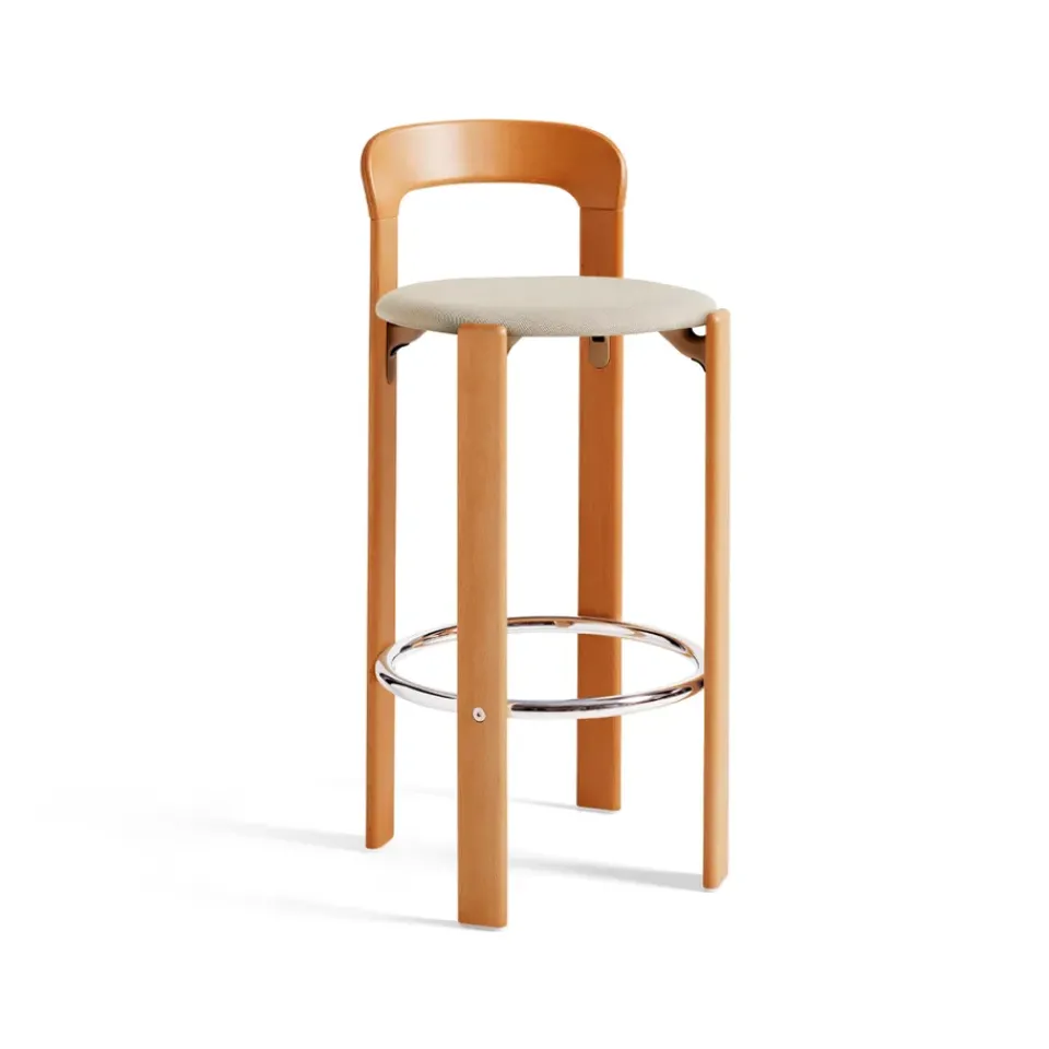 HAY Bar Stools*Rey bar stool upholstered 75 cm, Fabric Steelcut Trio 213 golden Yellow