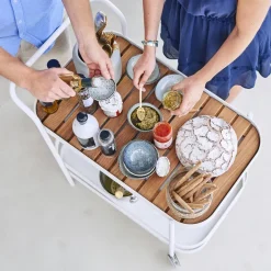Cane-line Table For Outdoor Use*Roll serving trolley, Lava , incl. teak tabletop Grey