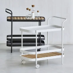 Cane-line Table For Outdoor Use*Roll serving trolley, , incl. teak tabletop White