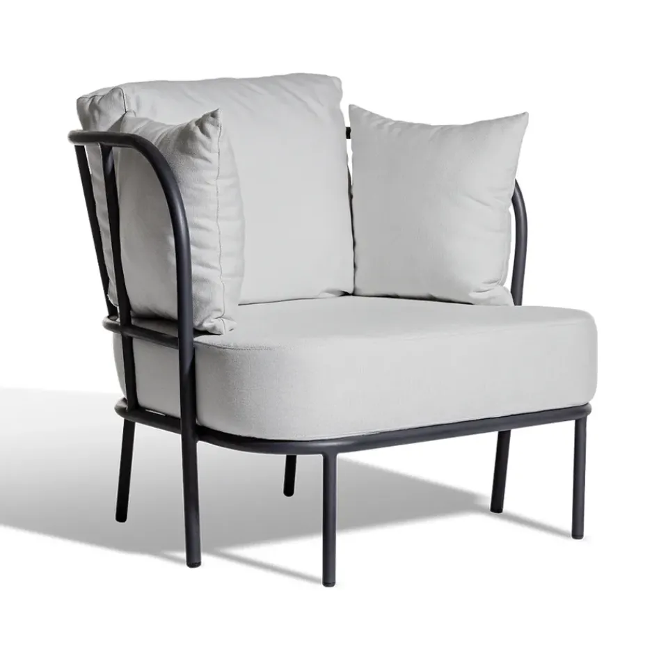Skargaarden Outdoor Lounge Furniture*Saltö lounge chair, Sunbrella silver , charcoal aluminium frame Grey