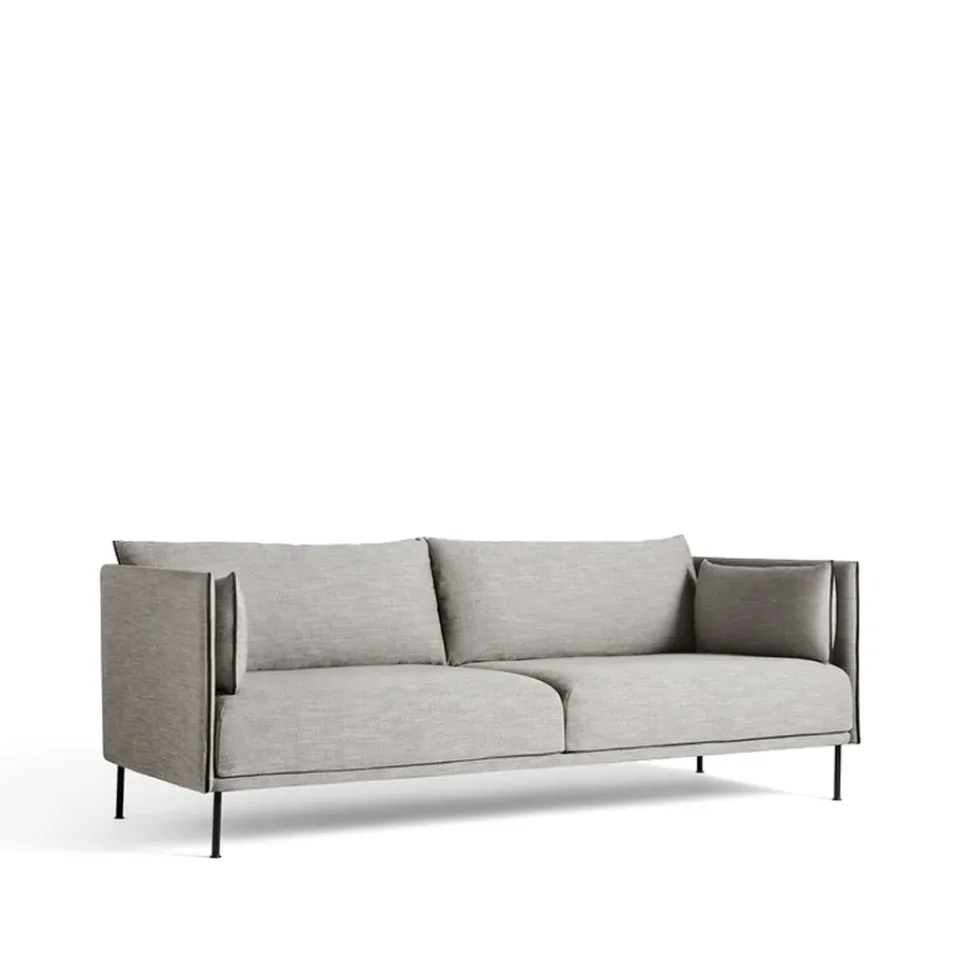 HAY Sofas*Silhouette 3-seater sofa, Ruskin 33-black metal legs Grey