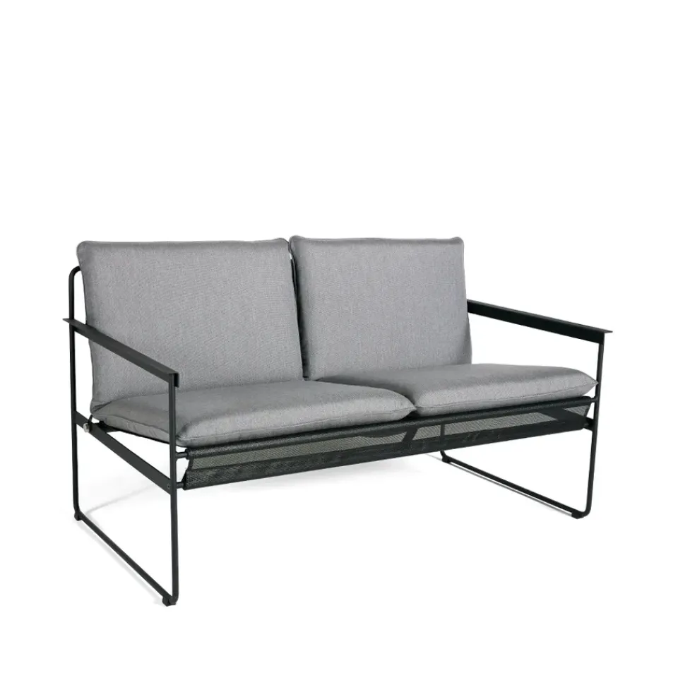 SMD Design Garden Sofas & Garden Benches|Balcony Furniture*Slow 2-seat sofa, Sunbrella -black steel stand Grey