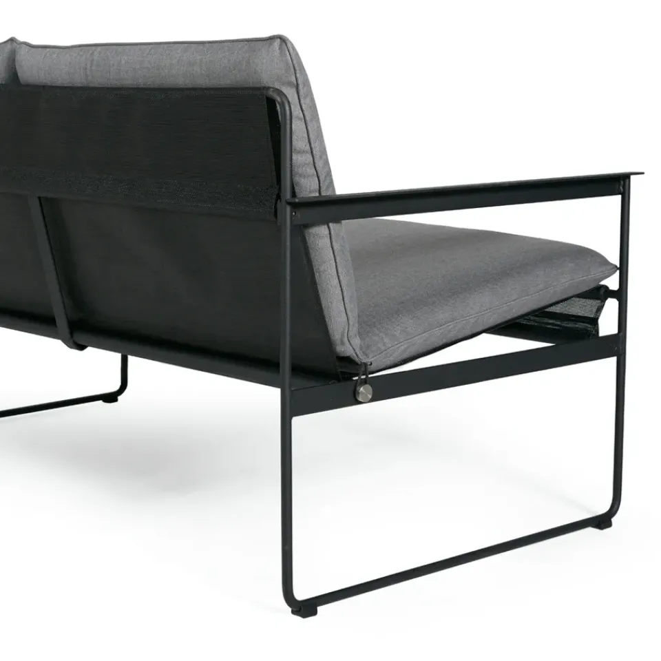 SMD Design Garden Sofas & Garden Benches|Balcony Furniture*Slow 2-seat sofa, Sunbrella -black steel stand Grey