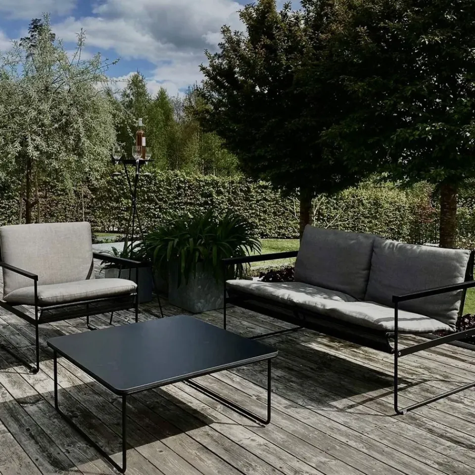 SMD Design Garden Sofas & Garden Benches|Balcony Furniture*Slow 2-seat sofa, Sunbrella -black steel stand Grey