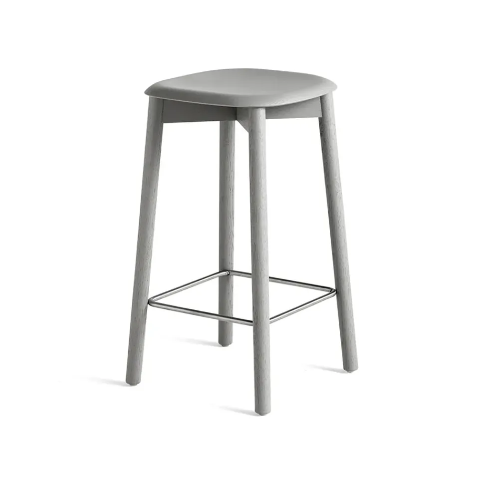HAY Bar Stools*Soft Edge 32 Low bar stool, Soft -soft oak frame Grey