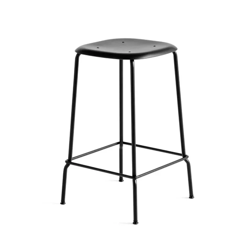 HAY Bar Stools*Soft Edge 85 Low bar stool, - steel frame Black