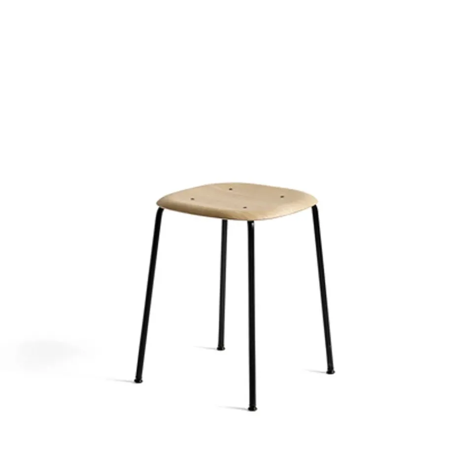 HAY Stools*Soft Edge 70 stool, Oak-black steel frame Beige