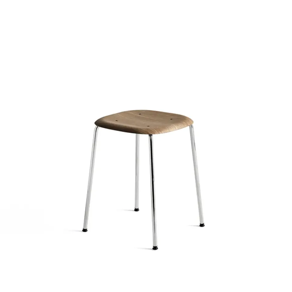 HAY Stools*Soft Edge 70 stool, Smoked oak-chrome frame Beige