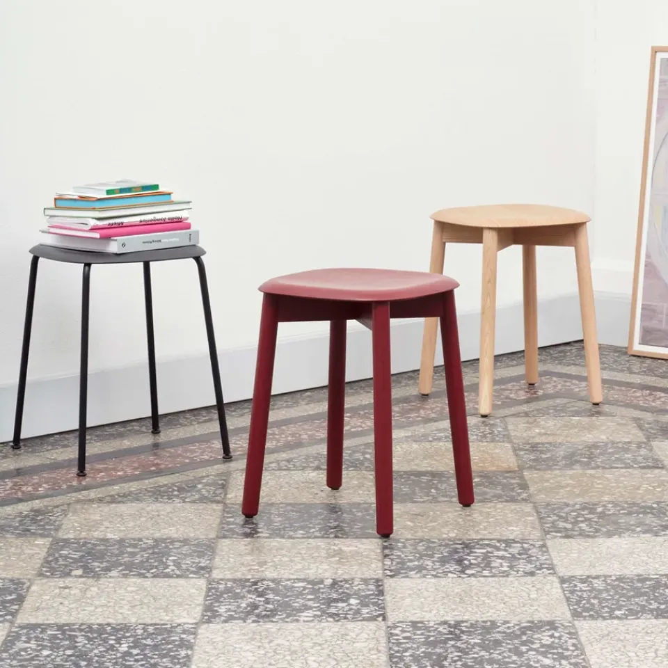 HAY Stools*Soft Edge 72 stool, Soft -soft oak frame Grey