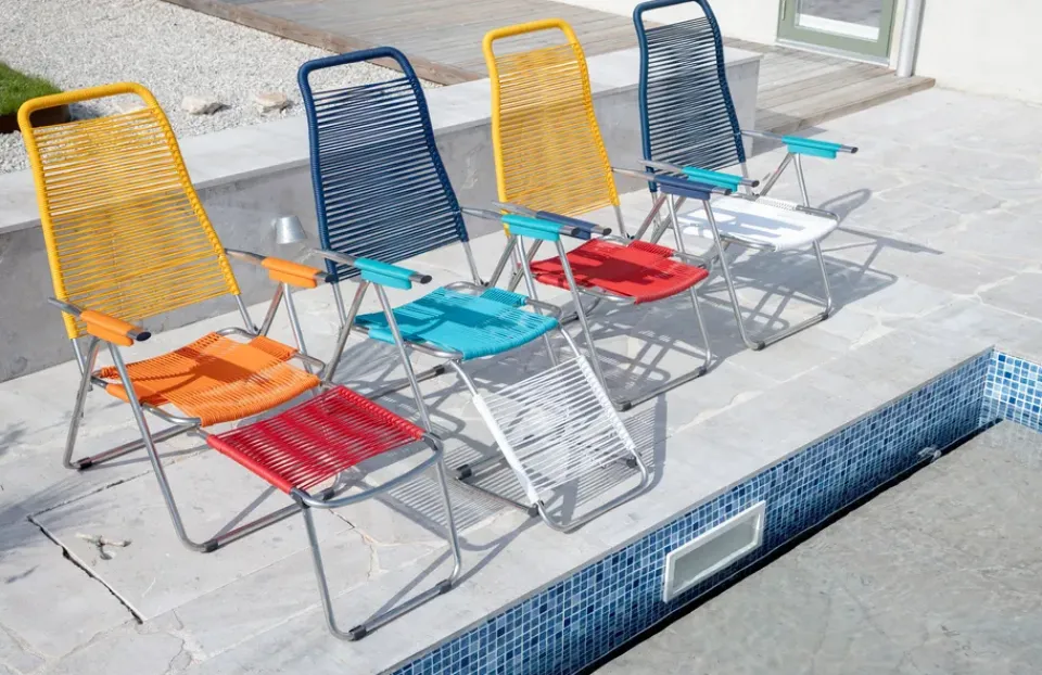 Fiam Seating*Spaghetti sun lounger with footrest, -yellow Multi