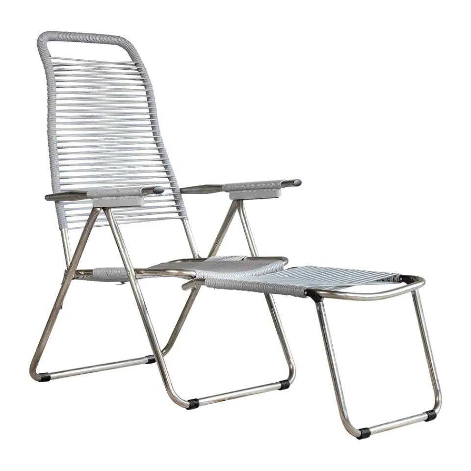 Fiam Seating*Spaghetti sun lounger with footrest, Grey