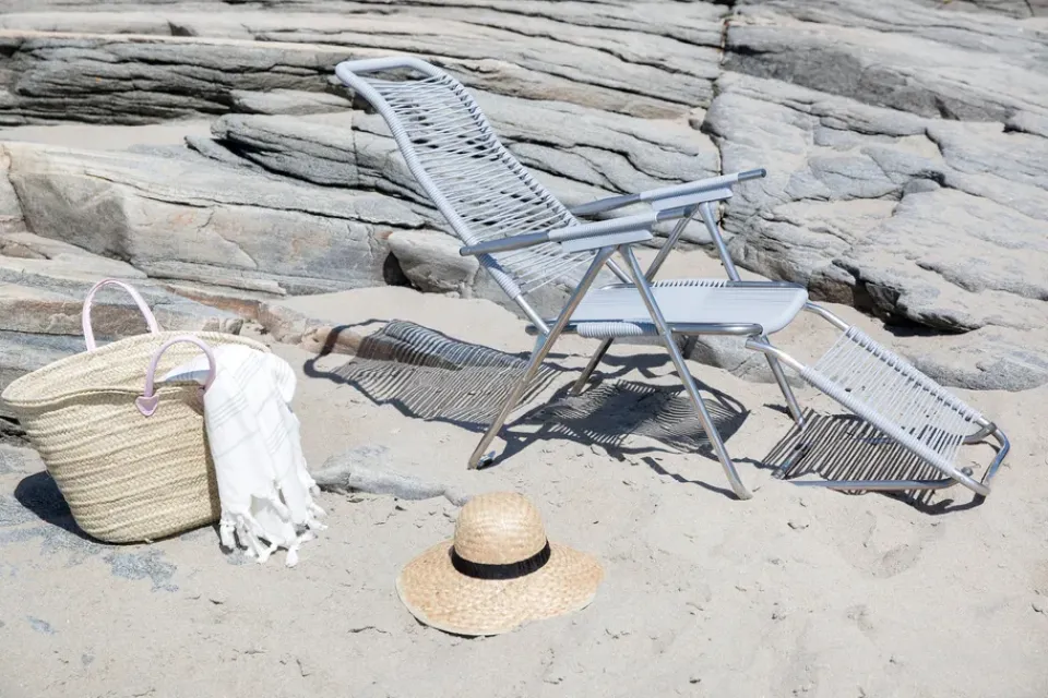 Fiam Seating*Spaghetti sun lounger with footrest, Grey