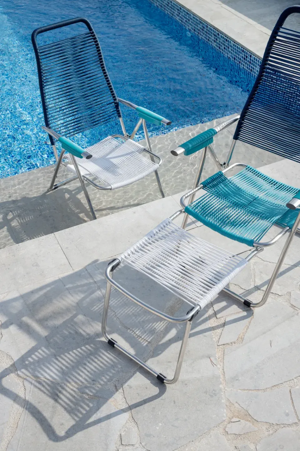 Fiam Seating*Spaghetti sun lounger without footrest, -aluminium frame-blue Multi