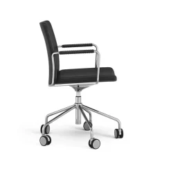 Swedese Office Chairs*Stella office chair can be raised/lowered with tilt, Leather elmosoft 99999 , chrome stand, leather-covered armrests, flexible back Black