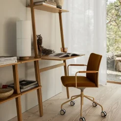 Swedese Office Chairs*Stella office chair can be raised/lowered with tilt, Leather elmosoft 99999 , chrome stand, leather-covered armrests, flexible back Black
