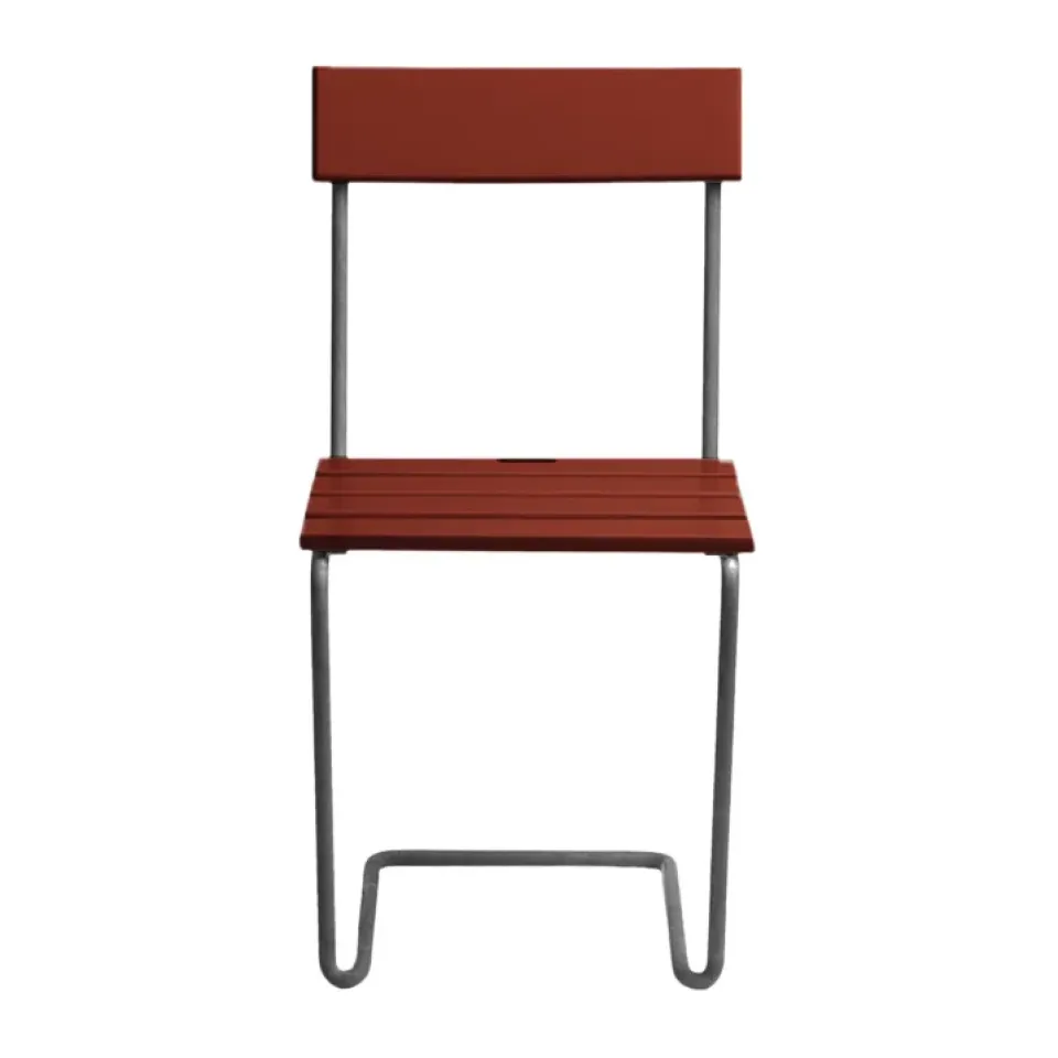 Grythyttan Stålmöbler Balcony Furniture*Stol 1 chair, Dark lacque oak-warm galvanised frame Red