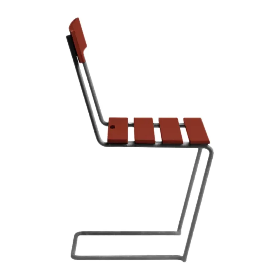 Grythyttan Stålmöbler Balcony Furniture*Stol 1 chair, Dark lacque oak-warm galvanised frame Red