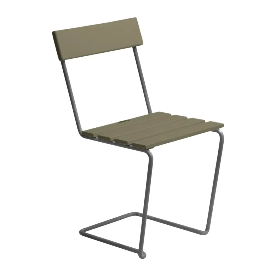 Grythyttan Stålmöbler Balcony Furniture*Stol 1 chair, Light oak-hot-dip galvanized stand Green