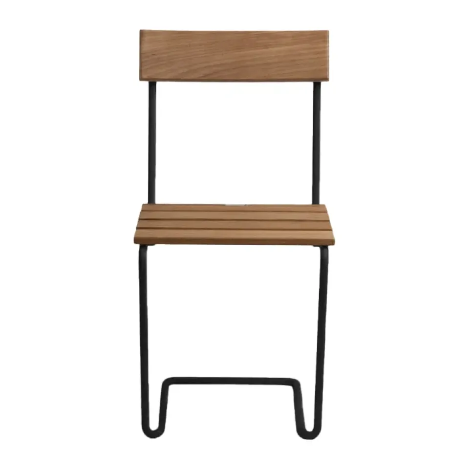Grythyttan Stålmöbler Balcony Furniture*Stol 1 chair, Untreated teak-black BeigeBlack