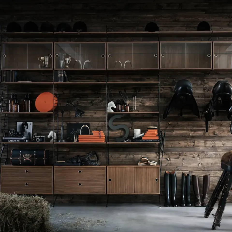 String String Shelves|Dressers & Drawer Units*cabinet with drawers, Walnut, 78x30 cm Brown