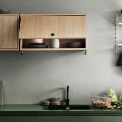 String String Shelves|Display & Glass Cabinets*cabinet with flip door, Walnut, 78x30 cm Brown