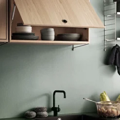 String String Shelves|Display & Glass Cabinets*cabinet with flip door, Ash stain, 78x30 cm Black