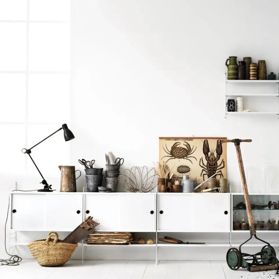 String String Shelves|Display & Glass Cabinets*cabinet with sliding door, Ash veneer, 78x20 cm Beige