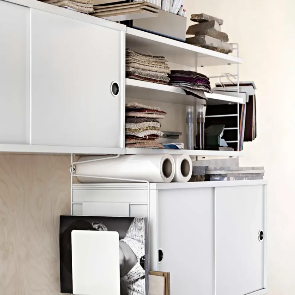 String String Shelves|Display & Glass Cabinets*cabinet with sliding door, Ash veneer, 78x20 cm Beige