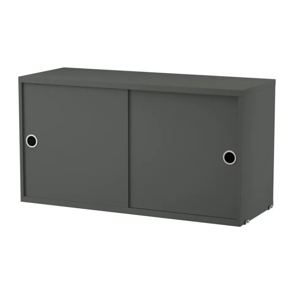 String String Shelves|Display & Glass Cabinets*cabinet with sliding door, Dark , 78x30 cm Grey