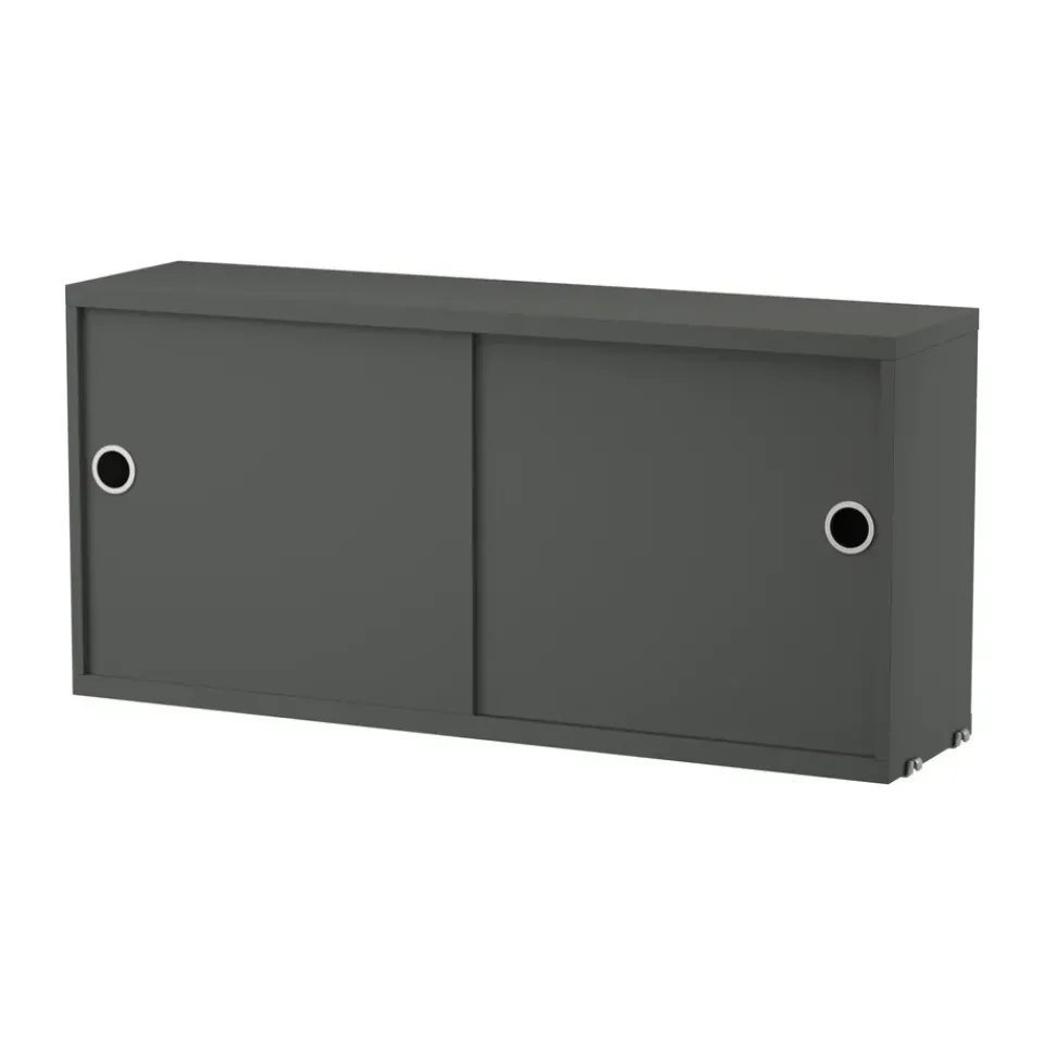 String String Shelves|Display & Glass Cabinets*cabinet with sliding door, Dark , 78x20 cm Grey
