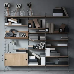 String String Shelves|Display & Glass Cabinets*cabinet with sliding door, Ash stain, 78x20 cm Black