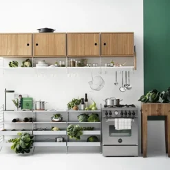 String String Shelves|Display & Glass Cabinets*cabinet with sliding door, Ash stain, 78x20 cm Black